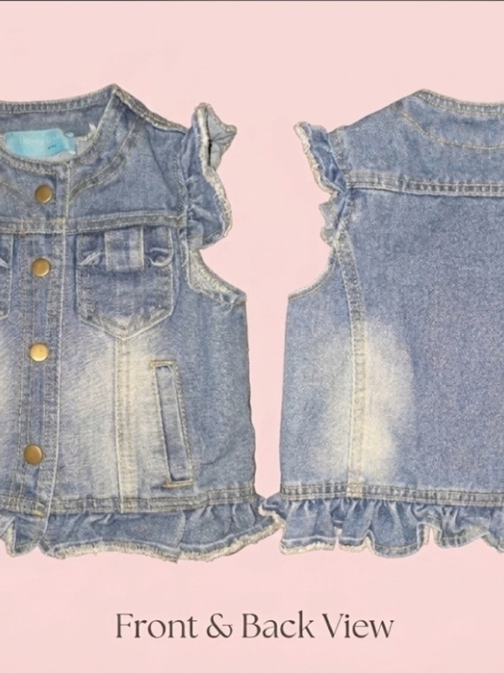 Girls' Denim Ruffle Vest - Light Blue